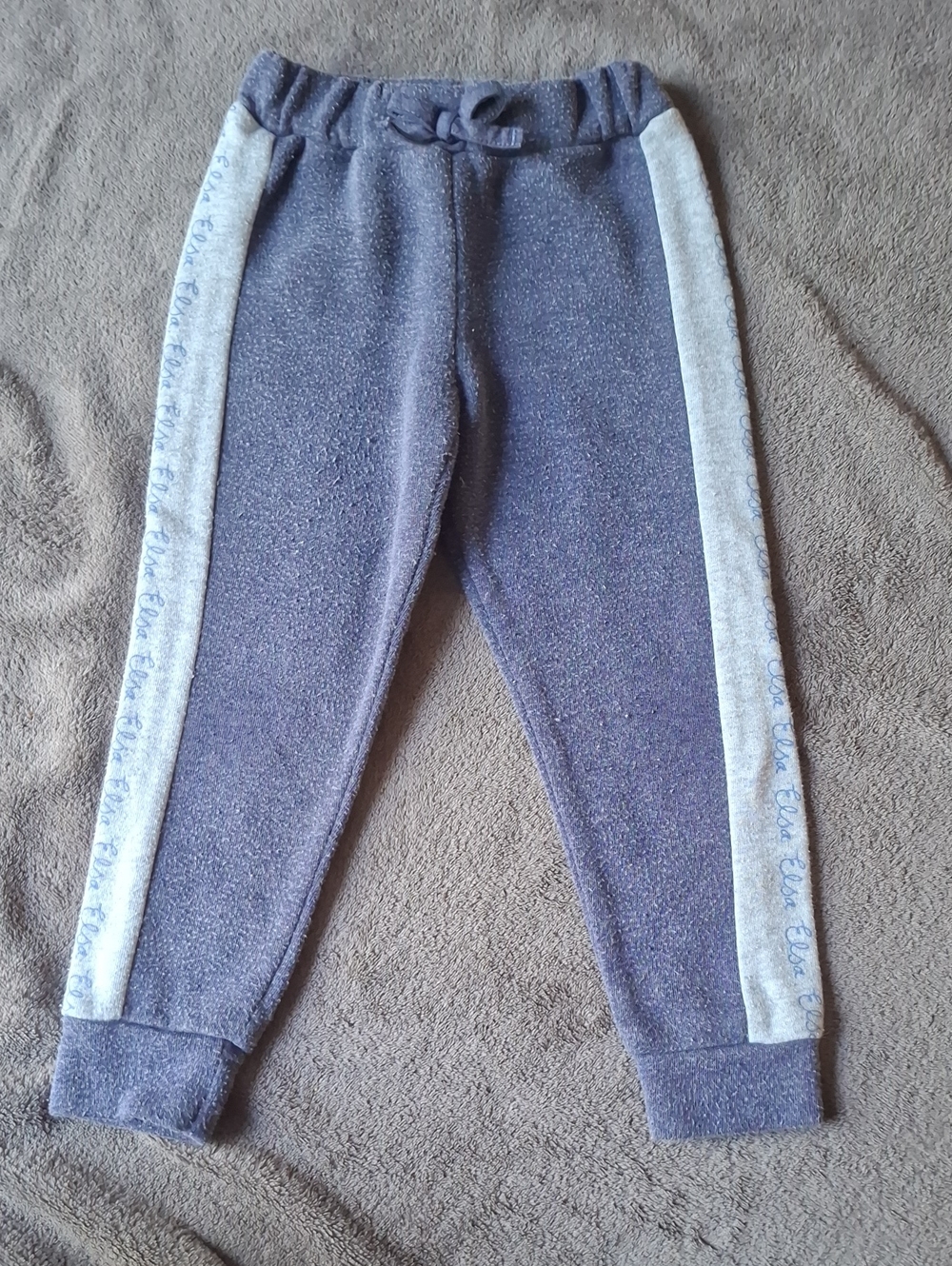 Kids Navy Jogger Pants with Light Gray Side Stripes